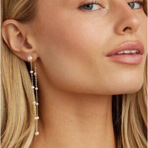 UNTAMED PETALS BY AMANDA JUDGE Gold and Pearl Drop Earrings